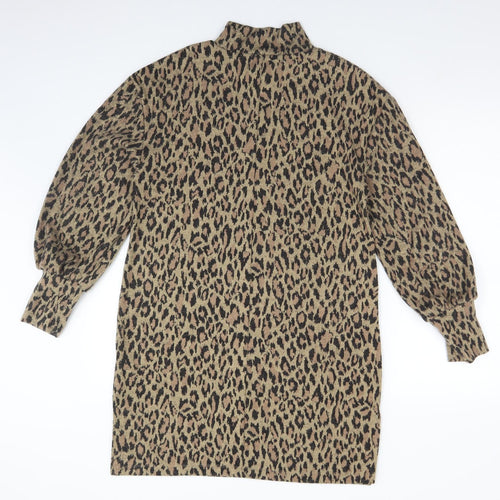F&F Womens Multicoloured Animal Print Polyester A-Line  Size 12  Mock Neck