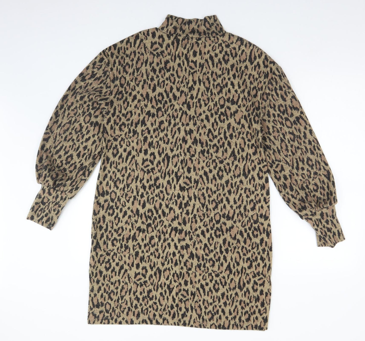 F&F Womens Multicoloured Animal Print Polyester A-Line  Size 12  Mock Neck