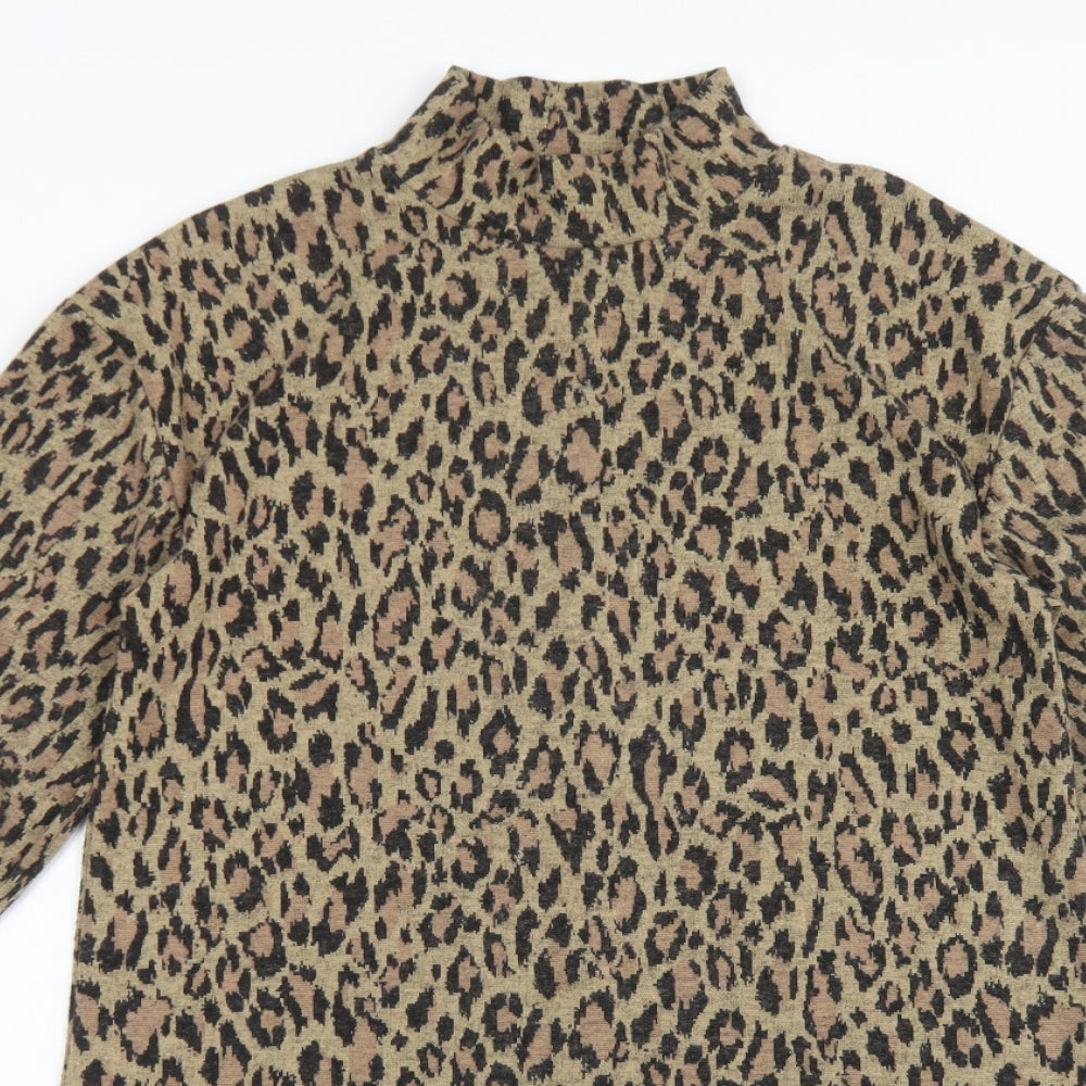 F&F Womens Multicoloured Animal Print Polyester A-Line  Size 12  Mock Neck