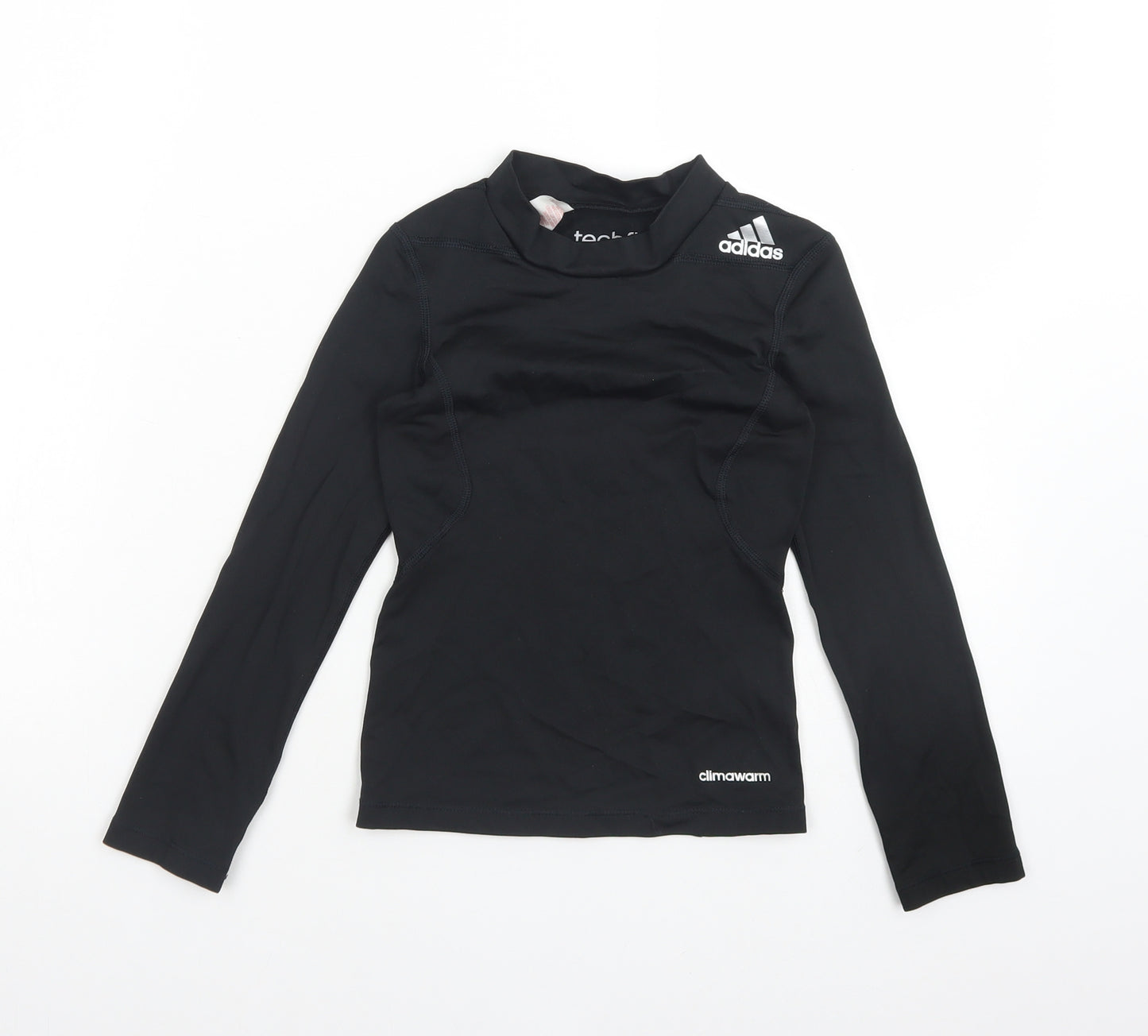 adidas Girls Black  Polyester Basic T-Shirt Size 7-8 Years Mock Neck