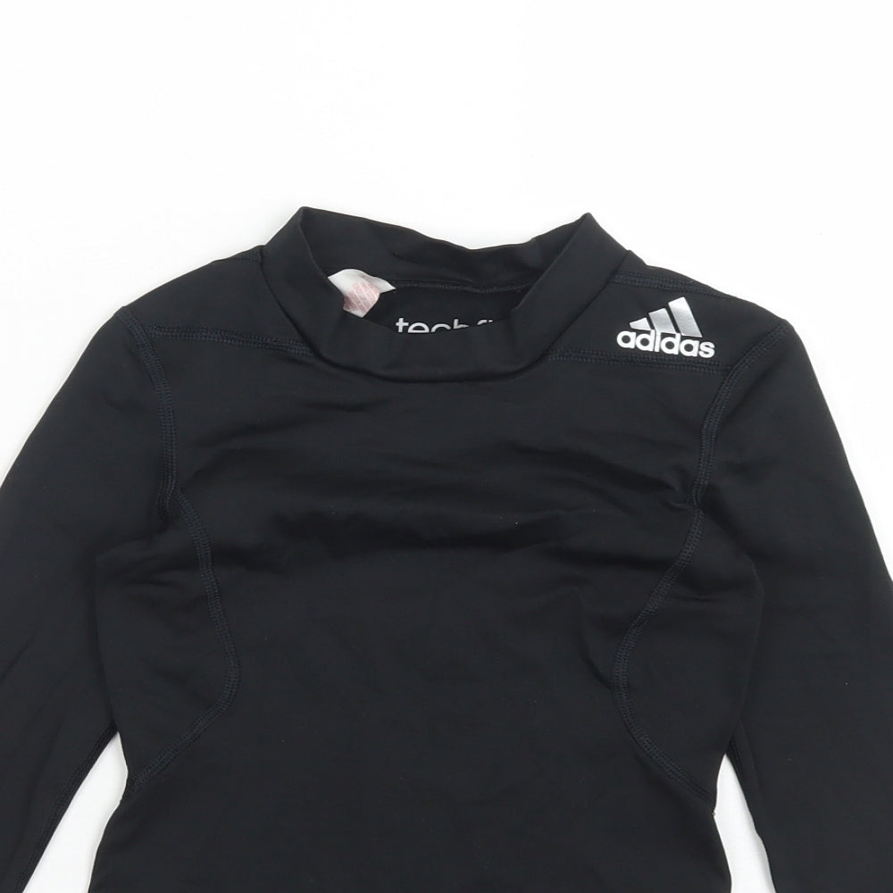 adidas Girls Black  Polyester Basic T-Shirt Size 7-8 Years Mock Neck