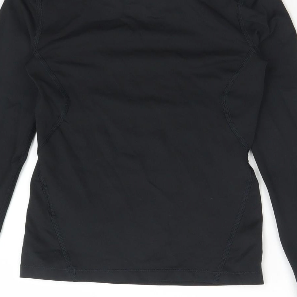 adidas Girls Black  Polyester Basic T-Shirt Size 7-8 Years Mock Neck