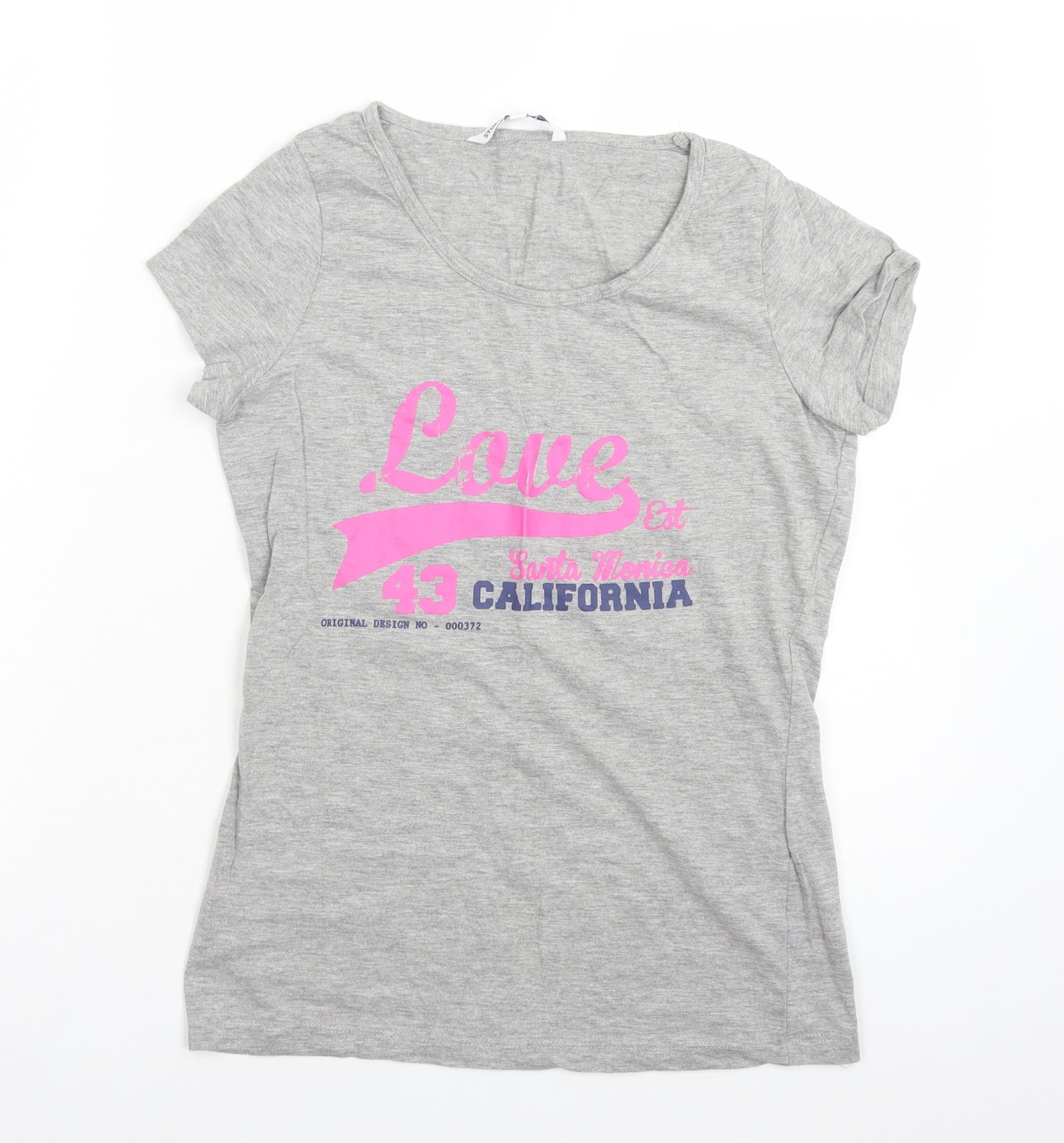 STORE TWENTY ONE Womens Grey  Cotton Basic T-Shirt Size 10 Round Neck - LOVE. CALIFORNIA