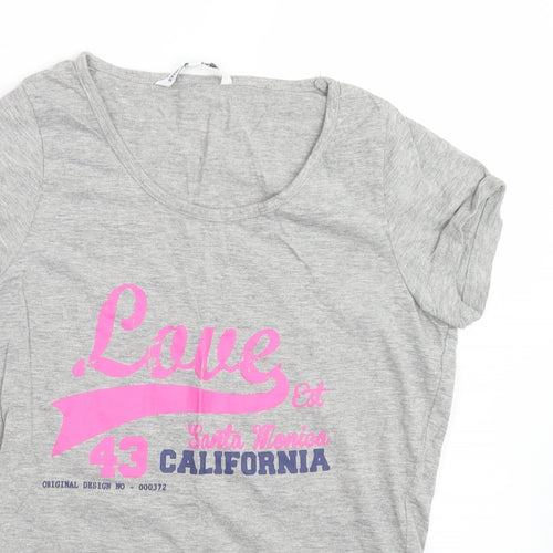 STORE TWENTY ONE Womens Grey  Cotton Basic T-Shirt Size 10 Round Neck - LOVE. CALIFORNIA