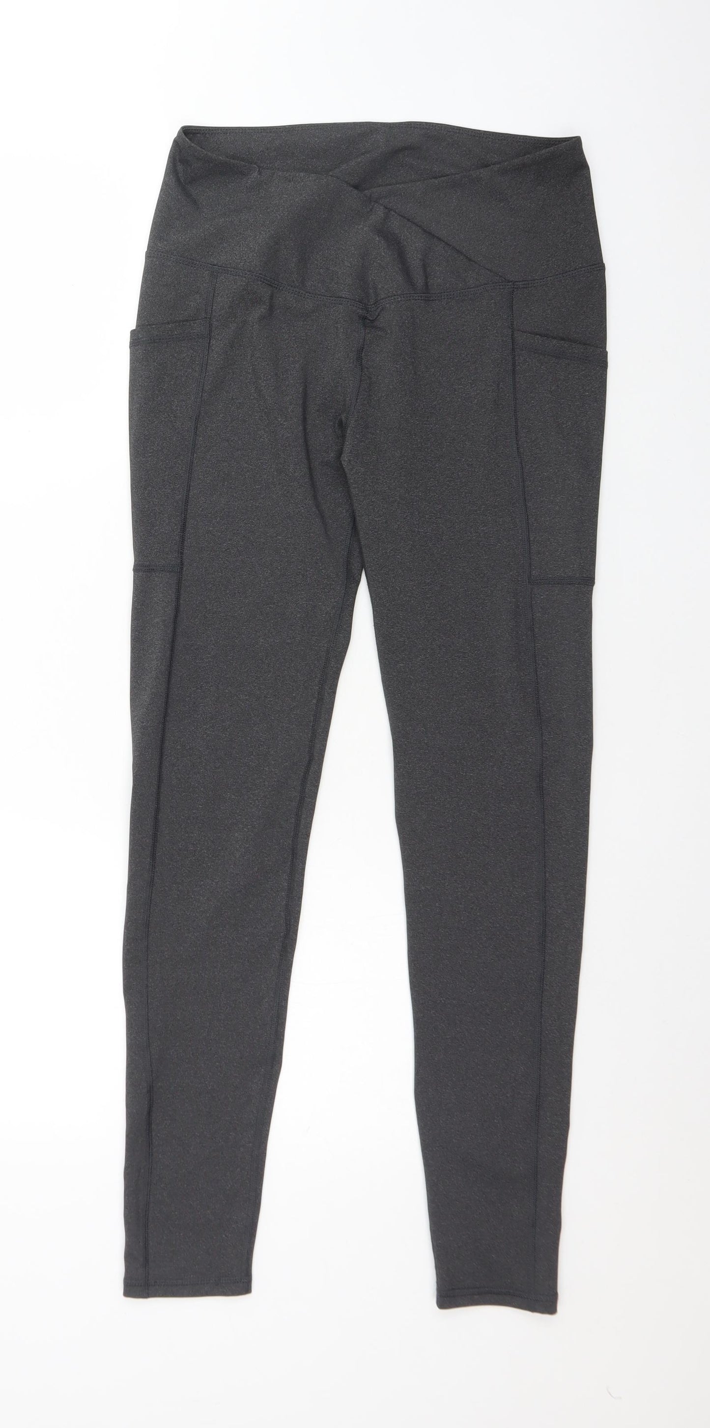 Preworn Womens Grey  Polyester  Leggings Size L L29 in