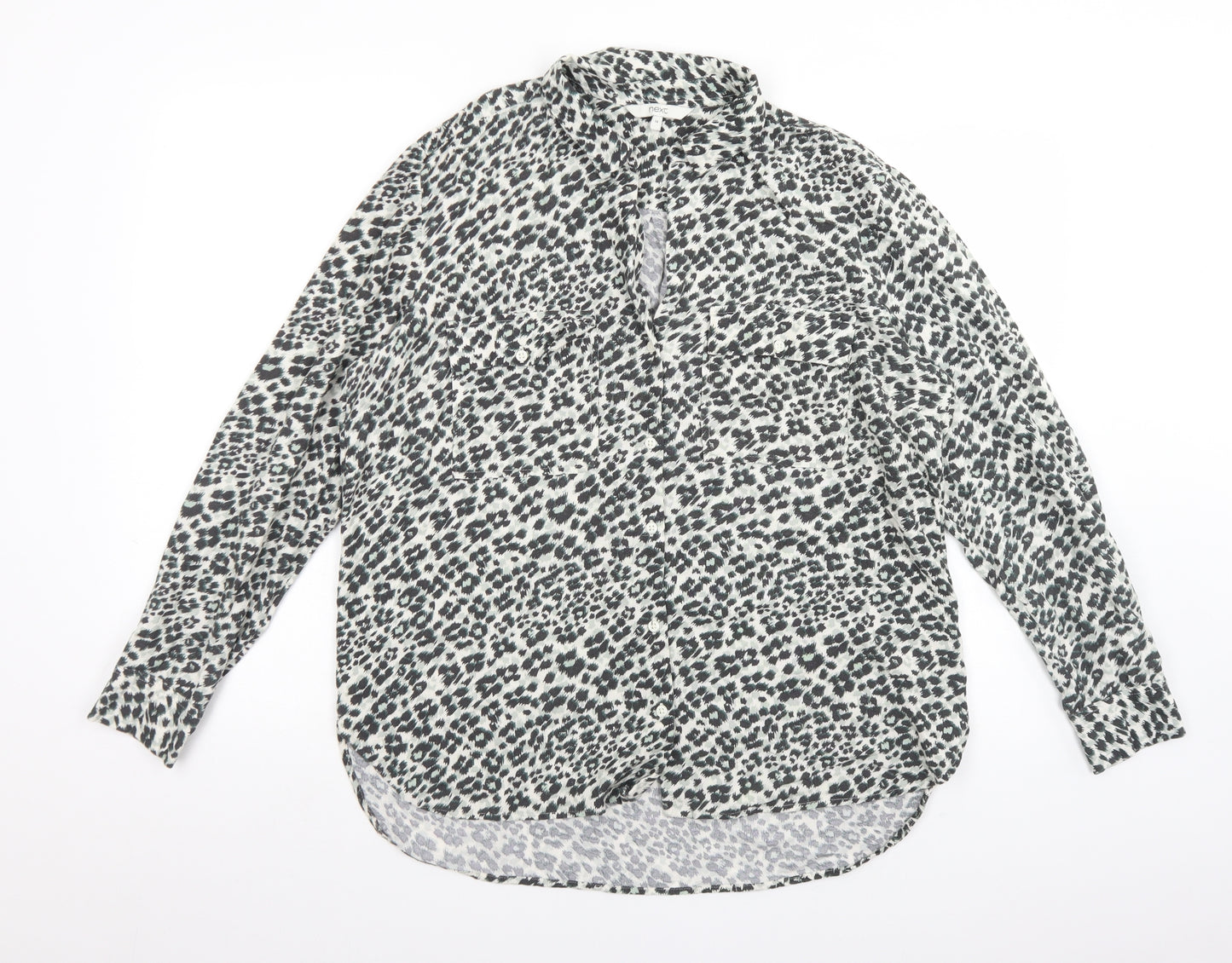 NEXT Womens Multicoloured Animal Print Viscose Basic Button-Up Size 14 Collared