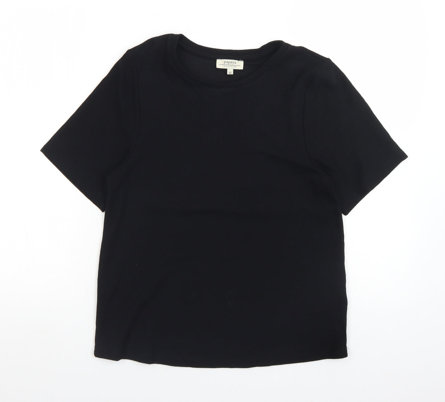 Papaya Womens Black  Viscose Basic T-Shirt Size 10 Round Neck