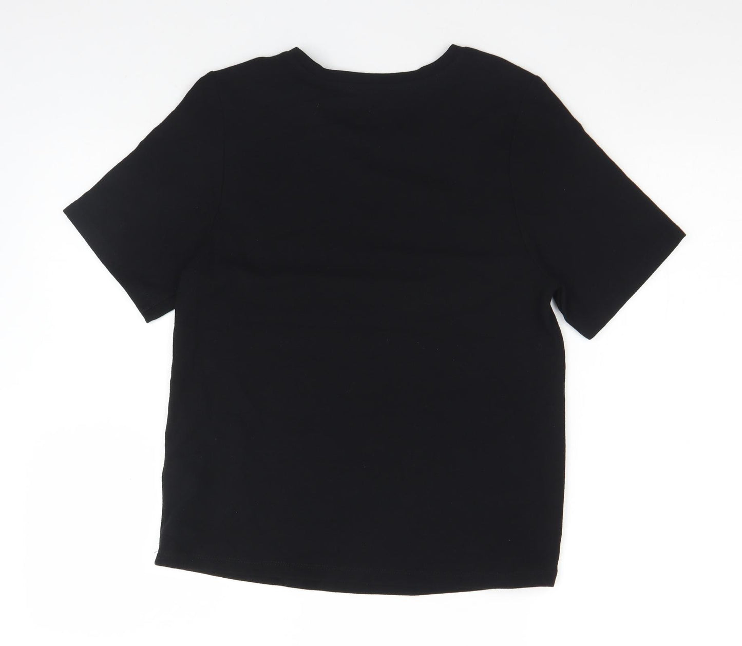 Papaya Womens Black  Viscose Basic T-Shirt Size 10 Round Neck