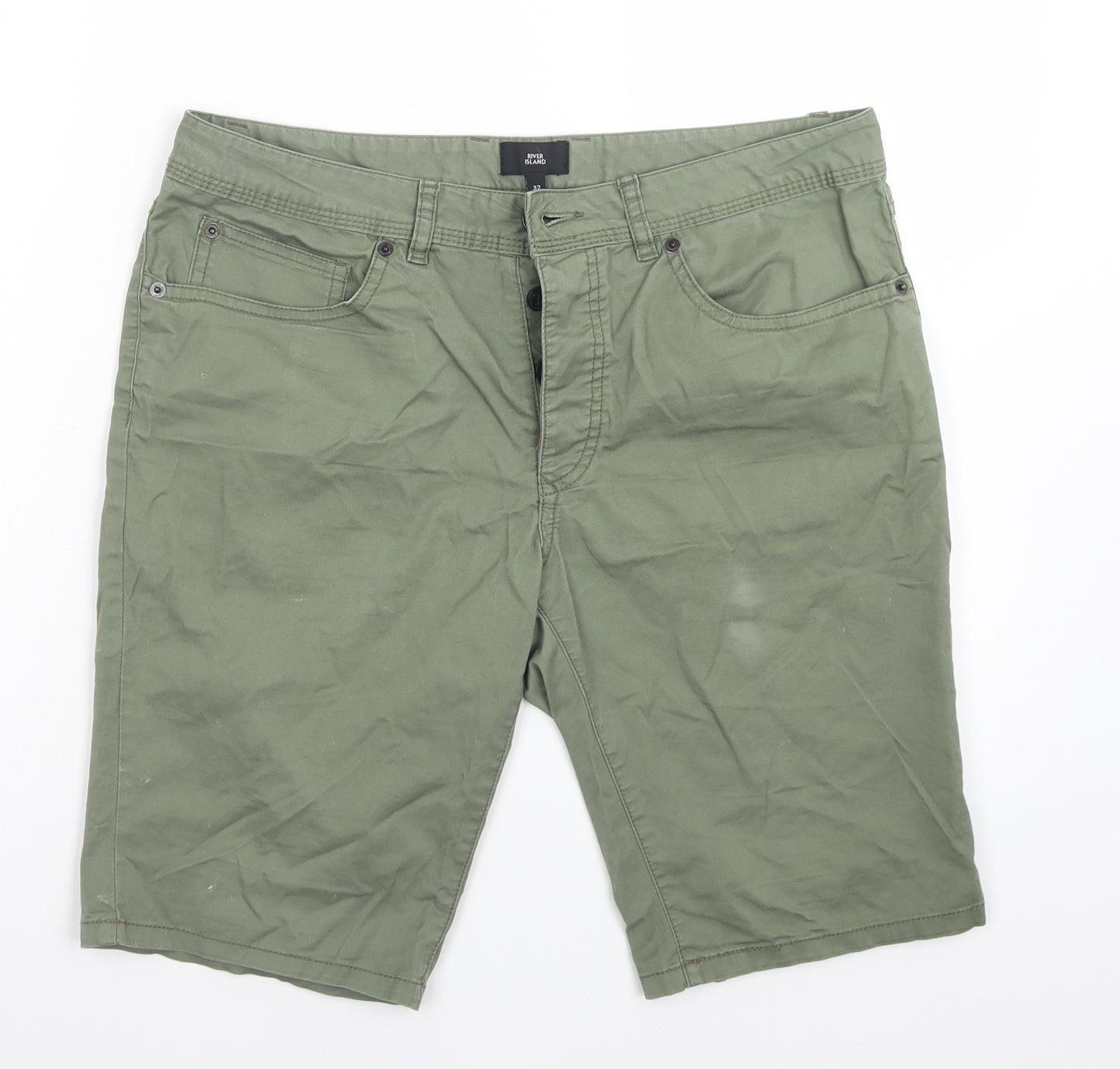 River Island Womens Green  Cotton Chino Shorts Size 32 L9 in Regular