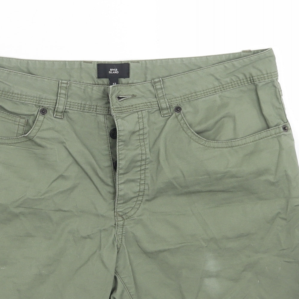 River Island Womens Green  Cotton Chino Shorts Size 32 L9 in Regular