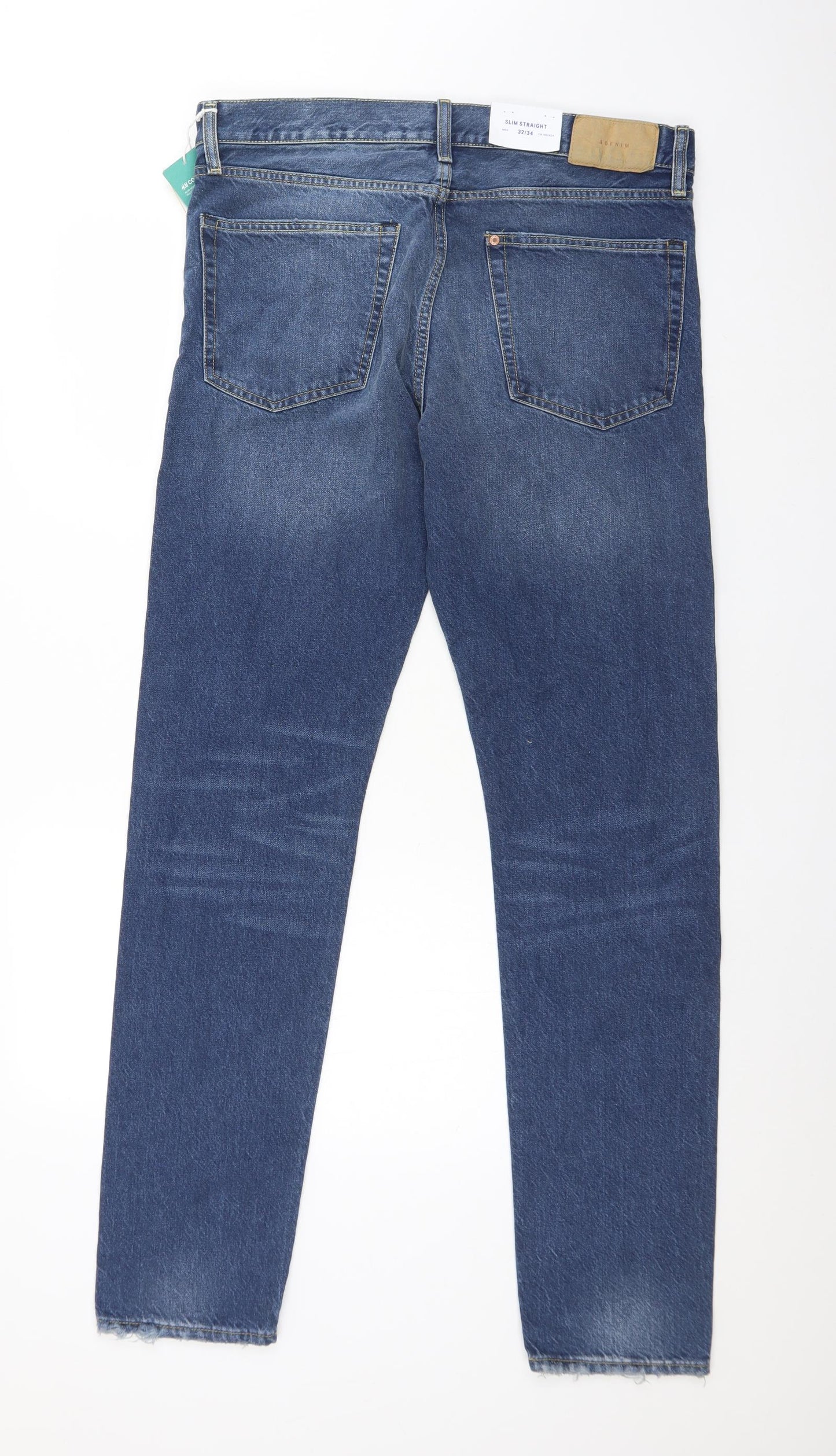 H&M Mens Blue  Cotton Straight Jeans Size 32 L34 in Slim