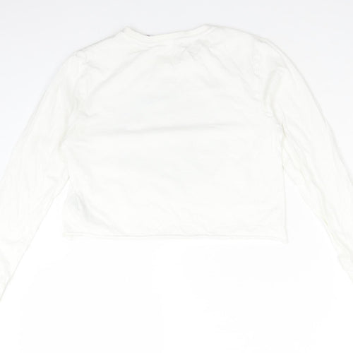 M&S Girls White  Cotton Cropped T-Shirt Size 10-11 Years Crew Neck  - NASA