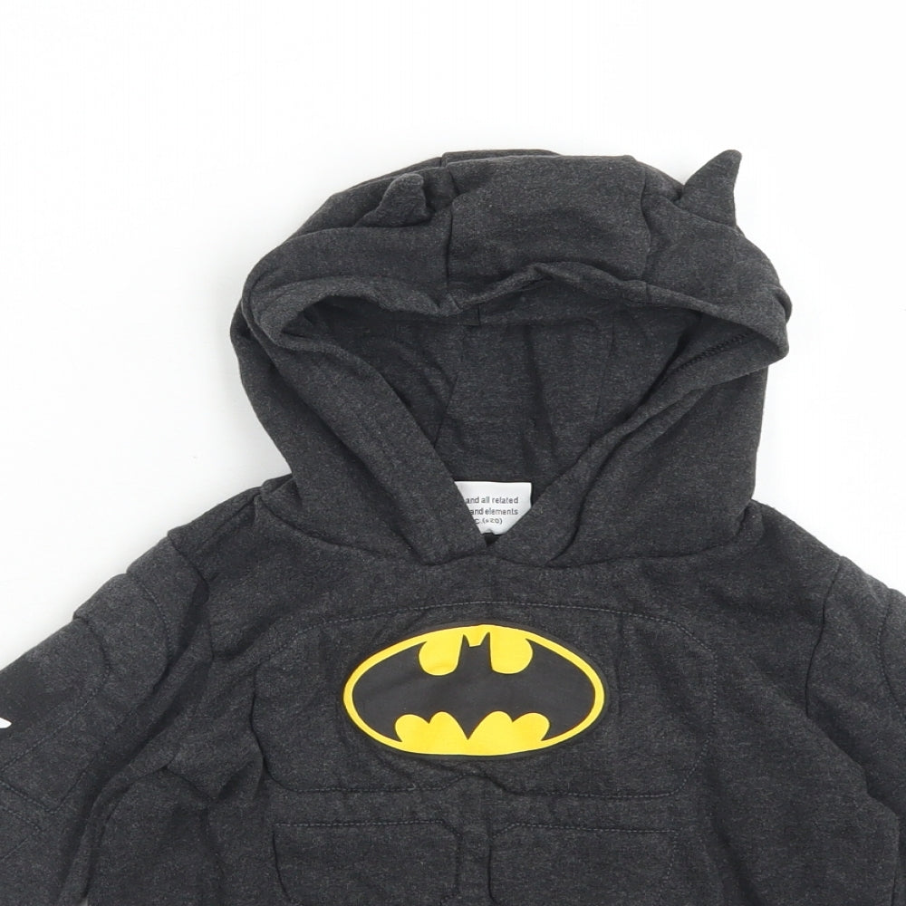Batman Boys Grey  Cotton Pullover Hoodie Size 4-5 Years   - BATMAN