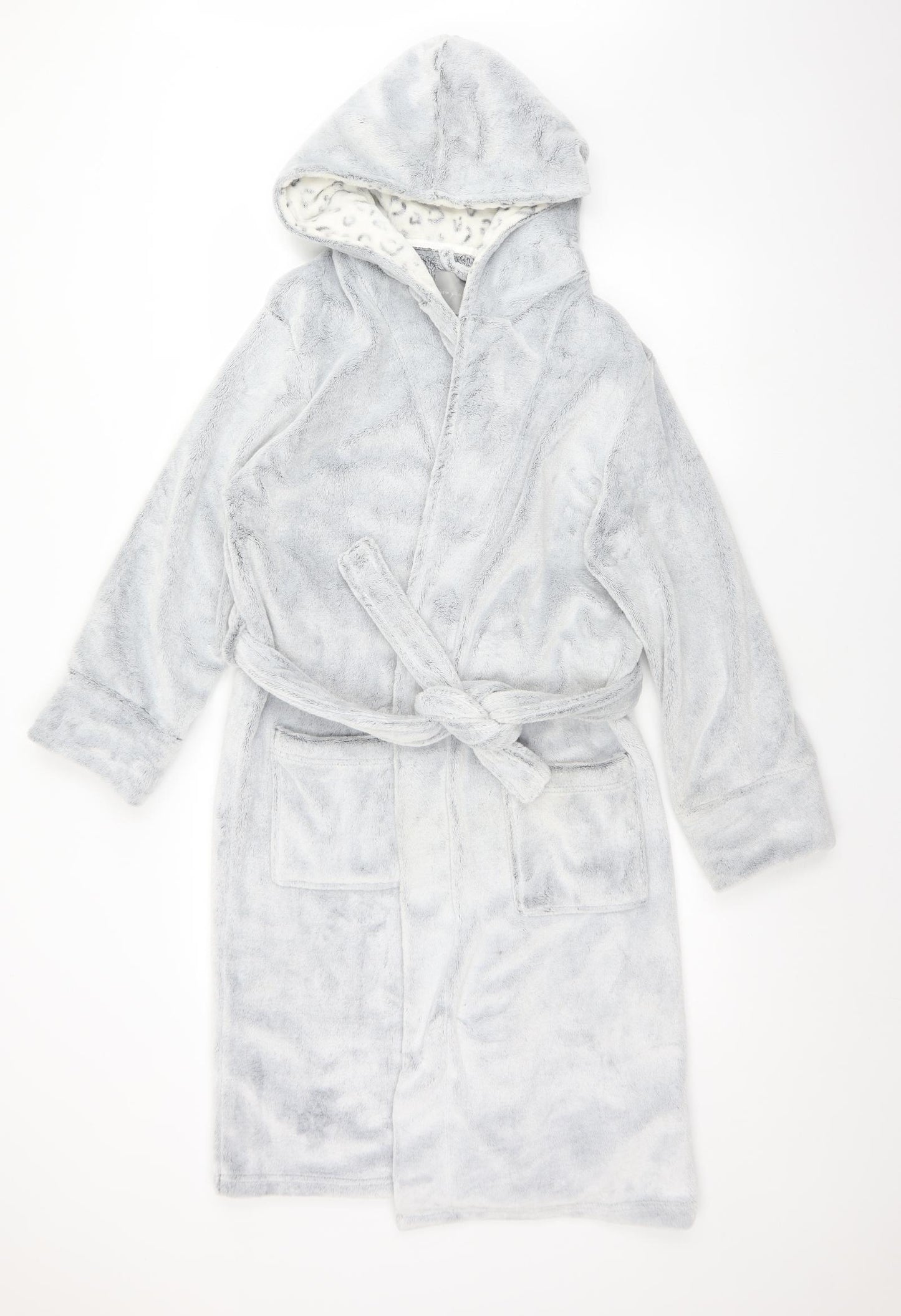 New Look Womens Grey Solid Polyester  Robe Size S
