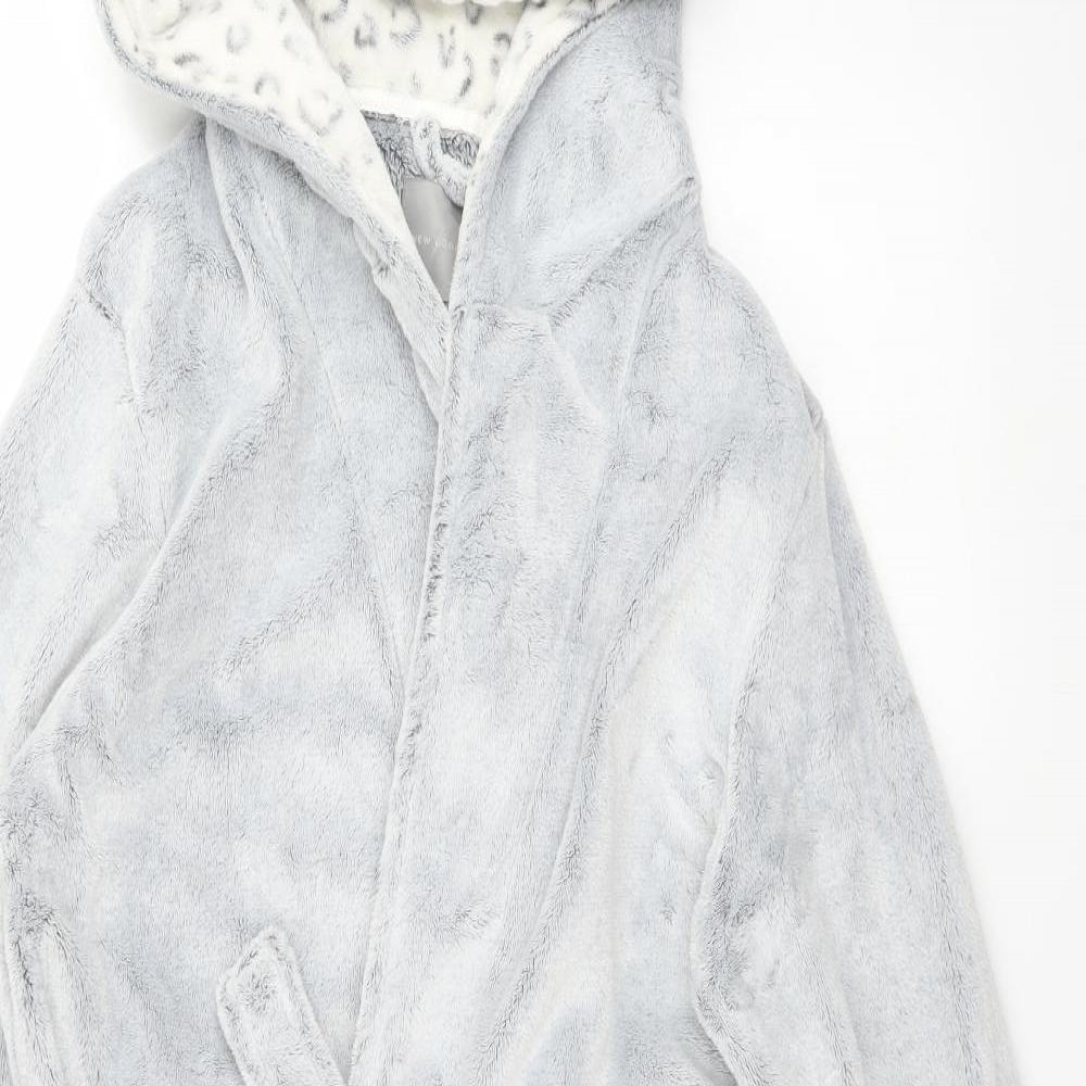 New Look Womens Grey Solid Polyester  Robe Size S