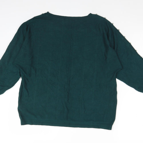 George Womens Green  Viscose Basic T-Shirt Size 14 Round Neck