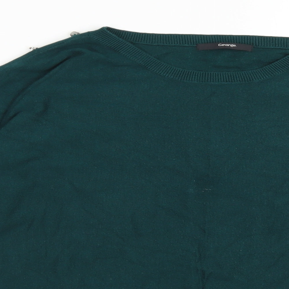 George Womens Green  Viscose Basic T-Shirt Size 14 Round Neck