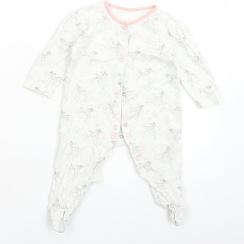 George Girls White Animal Print Cotton Babygrow One-Piece Size 3-6 Months   - DINSEY. BAMBI