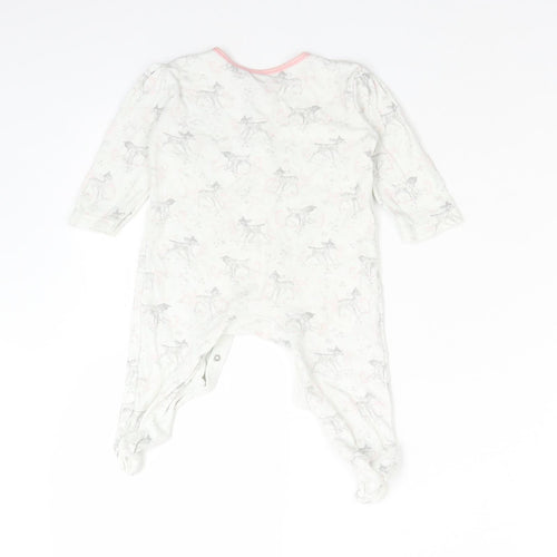 George Girls White Animal Print Cotton Babygrow One-Piece Size 3-6 Months   - DINSEY. BAMBI