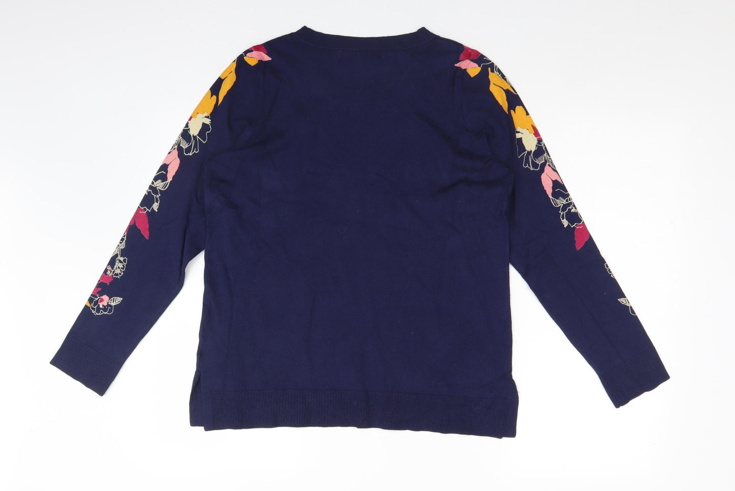 NEXT Womens Blue Crew Neck Floral Viscose Pullover Jumper Size 14