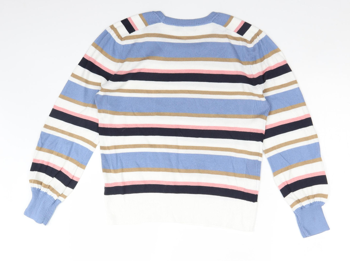 NEXT Womens Multicoloured Crew Neck Striped Polyester Pullover Jumper Size 14