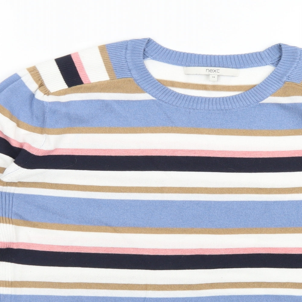 NEXT Womens Multicoloured Crew Neck Striped Polyester Pullover Jumper Size 14