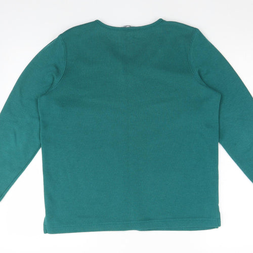 BM Womens Green V-Neck  Polyester Pullover Jumper Size S