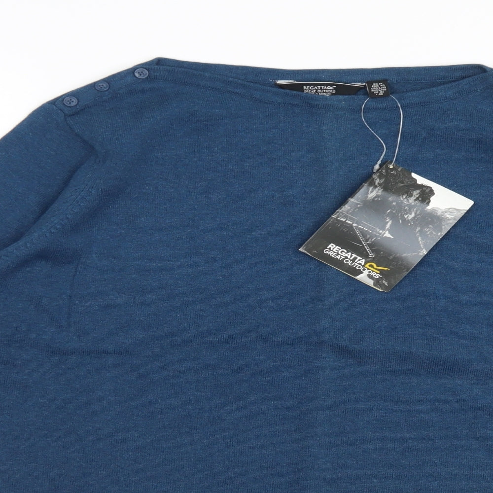 Regatta Womens Blue Boat Neck  Cotton Pullover Jumper Size 14