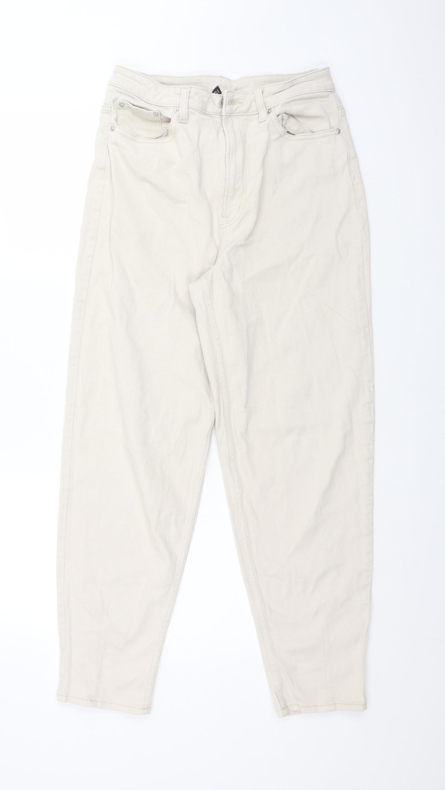 H&M Womens Ivory  Cotton Straight Jeans Size 12 L27 in Regular