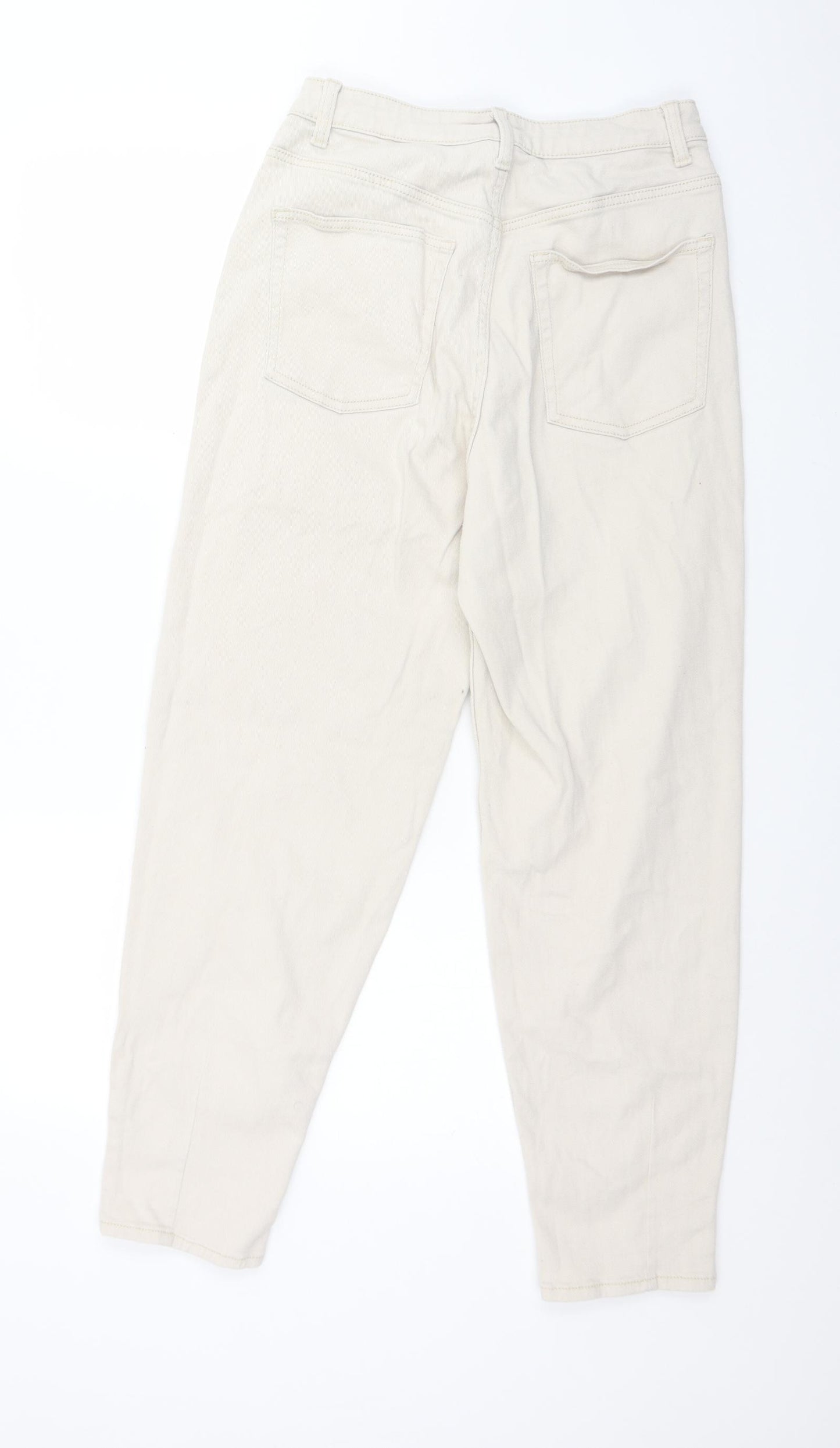 H&M Womens Ivory  Cotton Straight Jeans Size 12 L27 in Regular