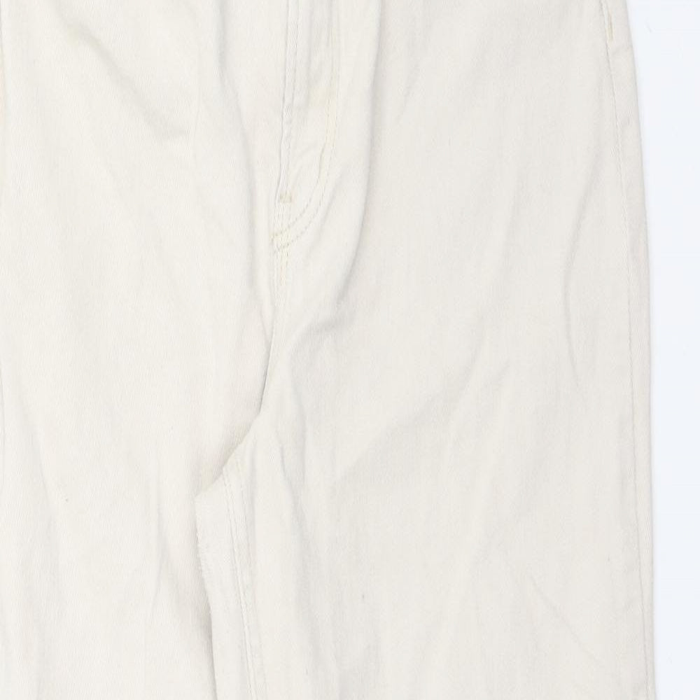 H&M Womens Ivory  Cotton Straight Jeans Size 12 L27 in Regular