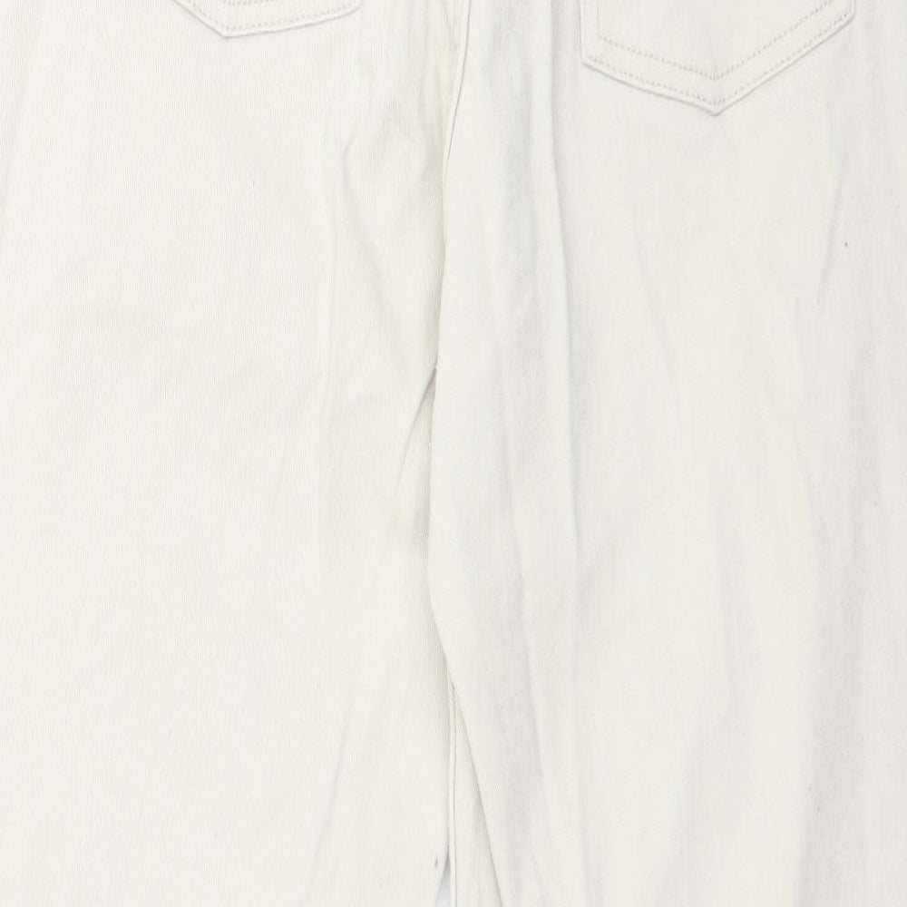H&M Womens Ivory  Cotton Straight Jeans Size 12 L27 in Regular