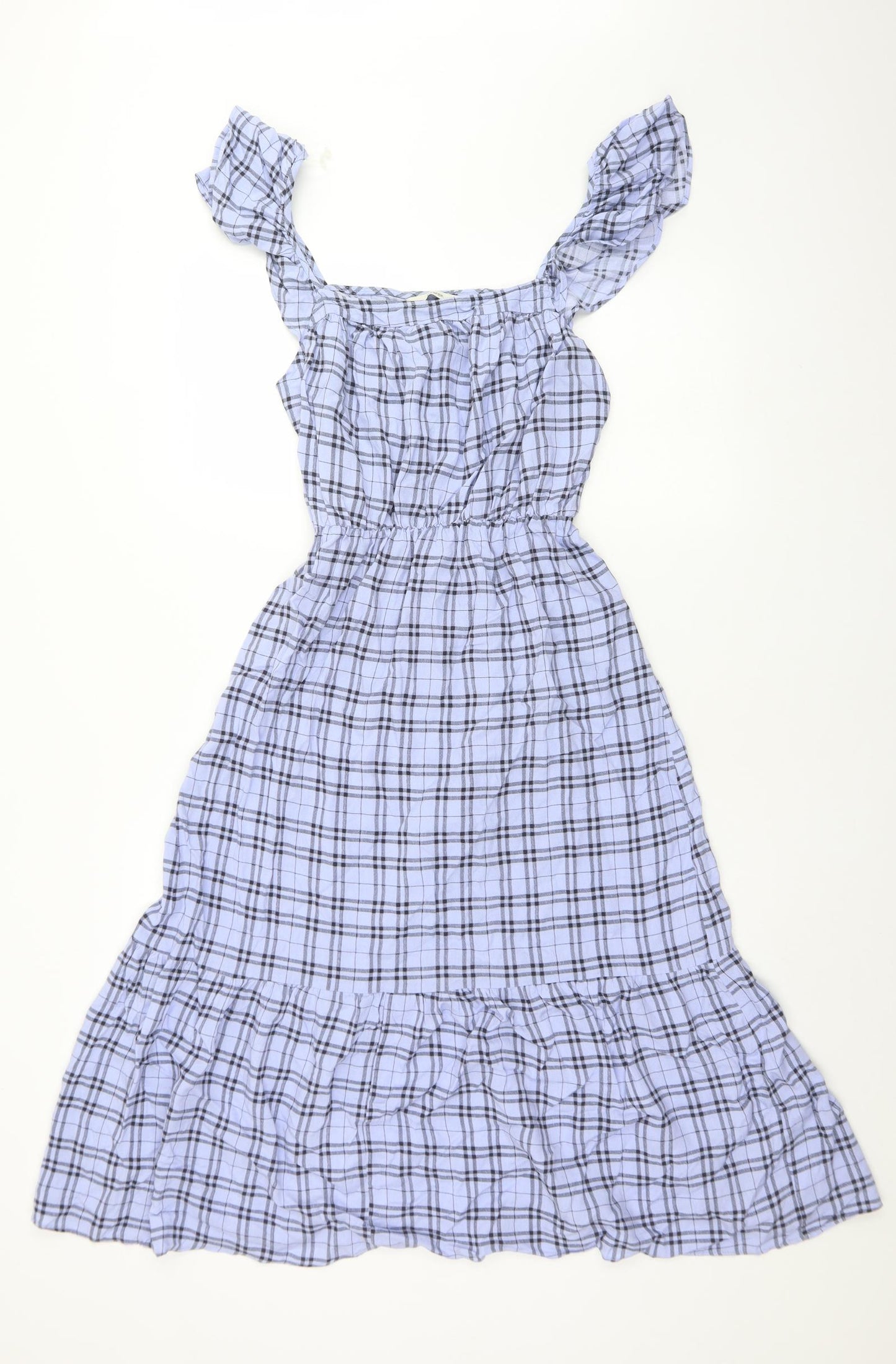 George Womens Multicoloured Check Viscose A-Line  Size 8  Round Neck
