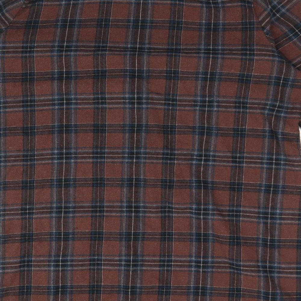 Boohoo Womens Brown Check Cotton Basic Button-Up Size 6 Collared