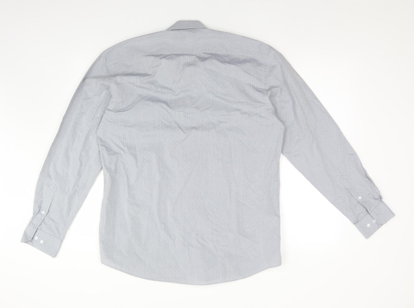 TAYLOR&WRIGHT Mens Grey Polka Dot Cotton  Dress Shirt Size 16 Collared
