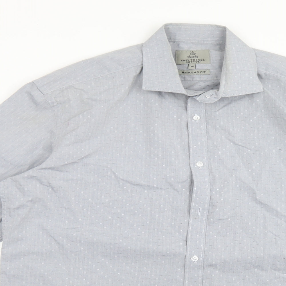 TAYLOR&WRIGHT Mens Grey Polka Dot Cotton  Dress Shirt Size 16 Collared