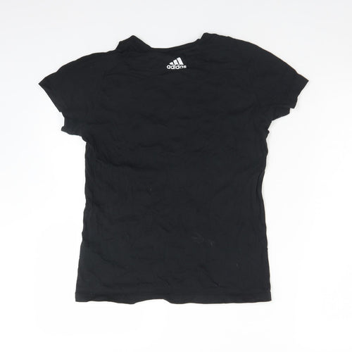 adidas Womens Black  Cotton Basic T-Shirt Size S Round Neck