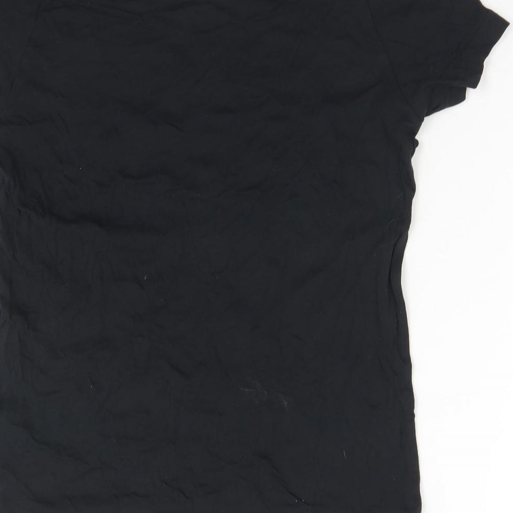 adidas Womens Black  Cotton Basic T-Shirt Size S Round Neck