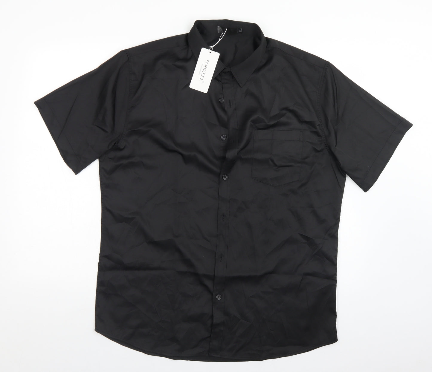 PARKLEES Mens Black  Polyester  Button-Up Size XL Collared
