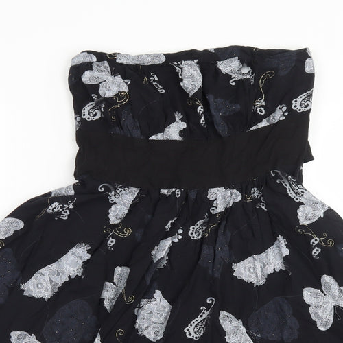 QED London Womens Black Paisley Cotton Basic T-Shirt Size XS  - BUTTERFLIES