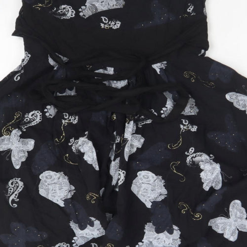 QED London Womens Black Paisley Cotton Basic T-Shirt Size XS  - BUTTERFLIES