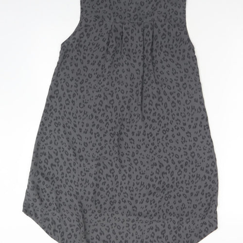 H&M Womens Grey Animal Print Polyester Basic T-Shirt Size 6 Round Neck