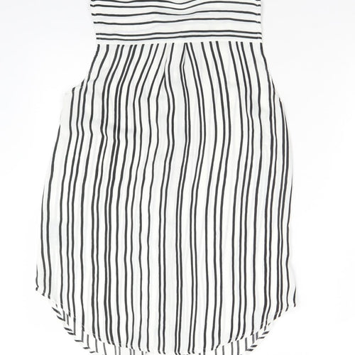 H&M Womens Multicoloured Striped Polyester Basic Blouse Size 8 Collared