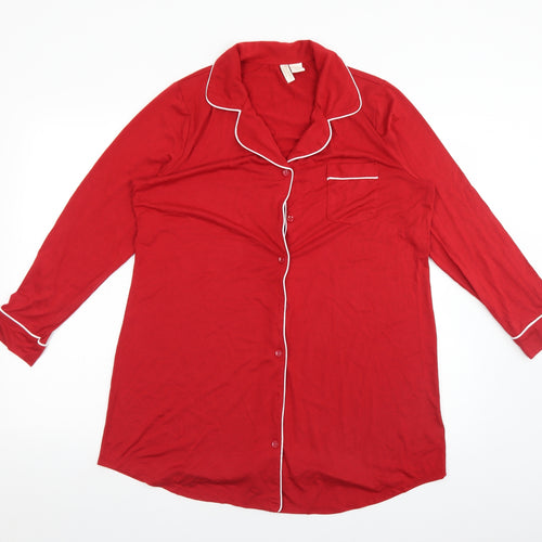 Cynthia Rowley Womens Red Solid Polyester  Pyjama Top Size L