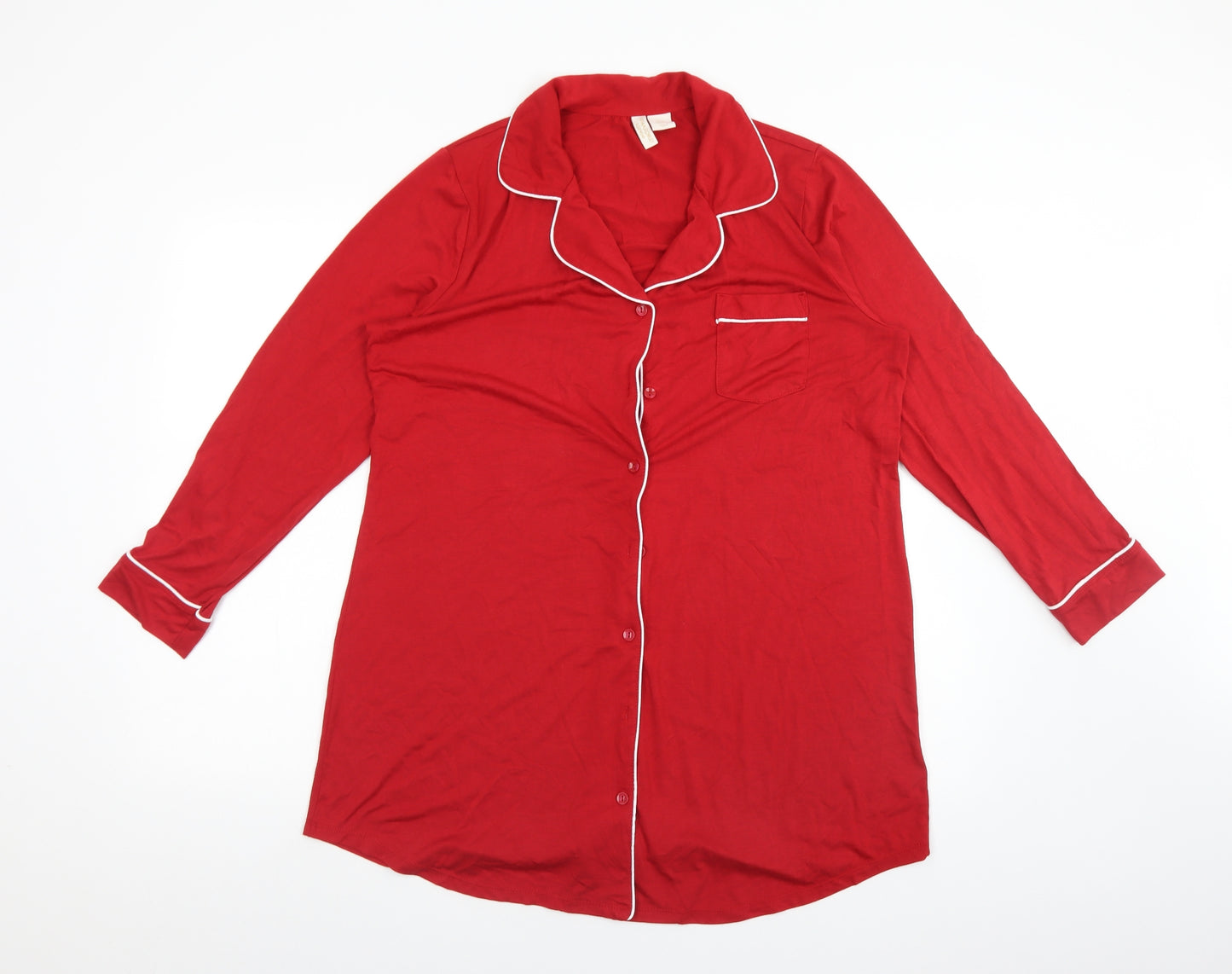 Cynthia Rowley Womens Red Solid Polyester  Pyjama Top Size L