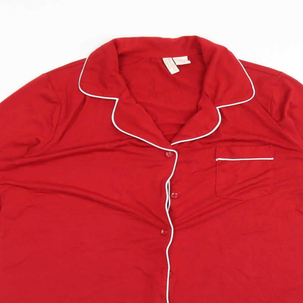 Cynthia Rowley Womens Red Solid Polyester  Pyjama Top Size L