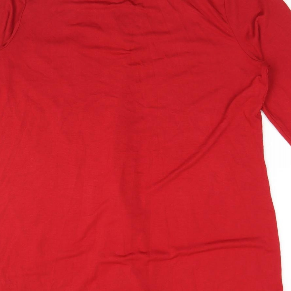 Cynthia Rowley Womens Red Solid Polyester  Pyjama Top Size L