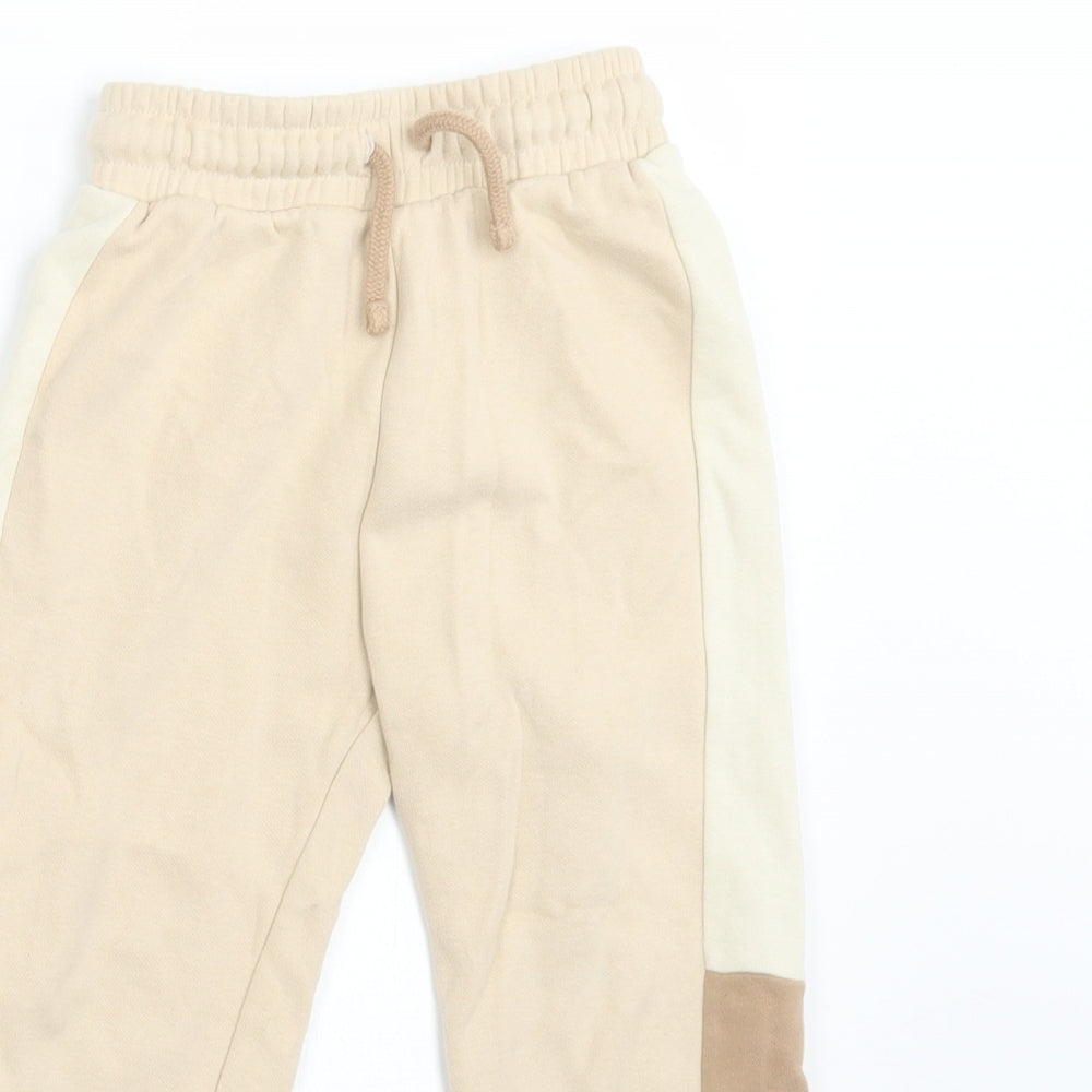 George Girls Beige Colourblock Cotton Jogger Trousers Size 2-3 Years  Regular