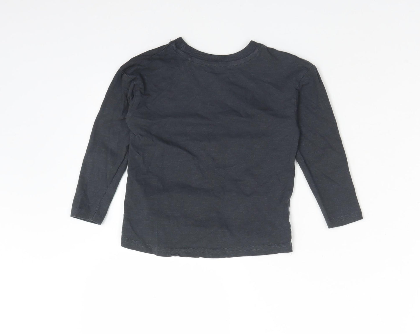George Boys Grey  Cotton Basic T-Shirt Size 2-3 Years Crew Neck  - OUR WORLD IS MY FAVOURITE PLANET