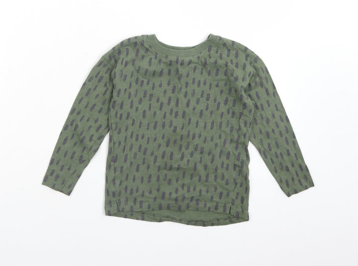 George Boys Green Animal Print Cotton Basic T-Shirt Size 2-3 Years Crew Neck